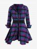 Hooded Plaid Trench Coat and Snowflake Plaid High Rise Leggings Plus Size Outerwear Outfit -  