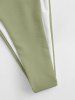 Maillot de Bain Bikini Côtelé Croisé Bicolore à Col Halter - Vert clair L