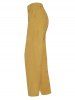 Textured Plain Color Zipper Fly High Waisted Wide Leg Long Pants -  