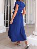 Flounce Frilled Surplice Plunge Empire Waist Belted High Low Maxi Dress -  