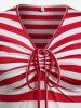 Robe de Noël Rayée Imprimée Epinglée de Grande Taille - Rouge 3X