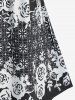 Plus Size Lace Insert Floral Print T Shirt -  