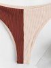 Ribbed Two Tone Wrap Criss Cross Cheeky Bikini Swimwear -  