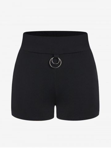 Gothic Rings Modal Mini Shorts - BLACK - 2X | US 18-20