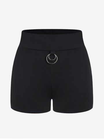 Gothic Rings Modal Mini Shorts - BLACK - 4X | US 26-28