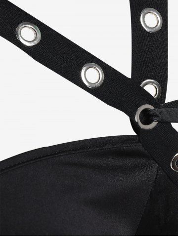 Gothic Choker Lace Up Cutout Handkerchief Dress