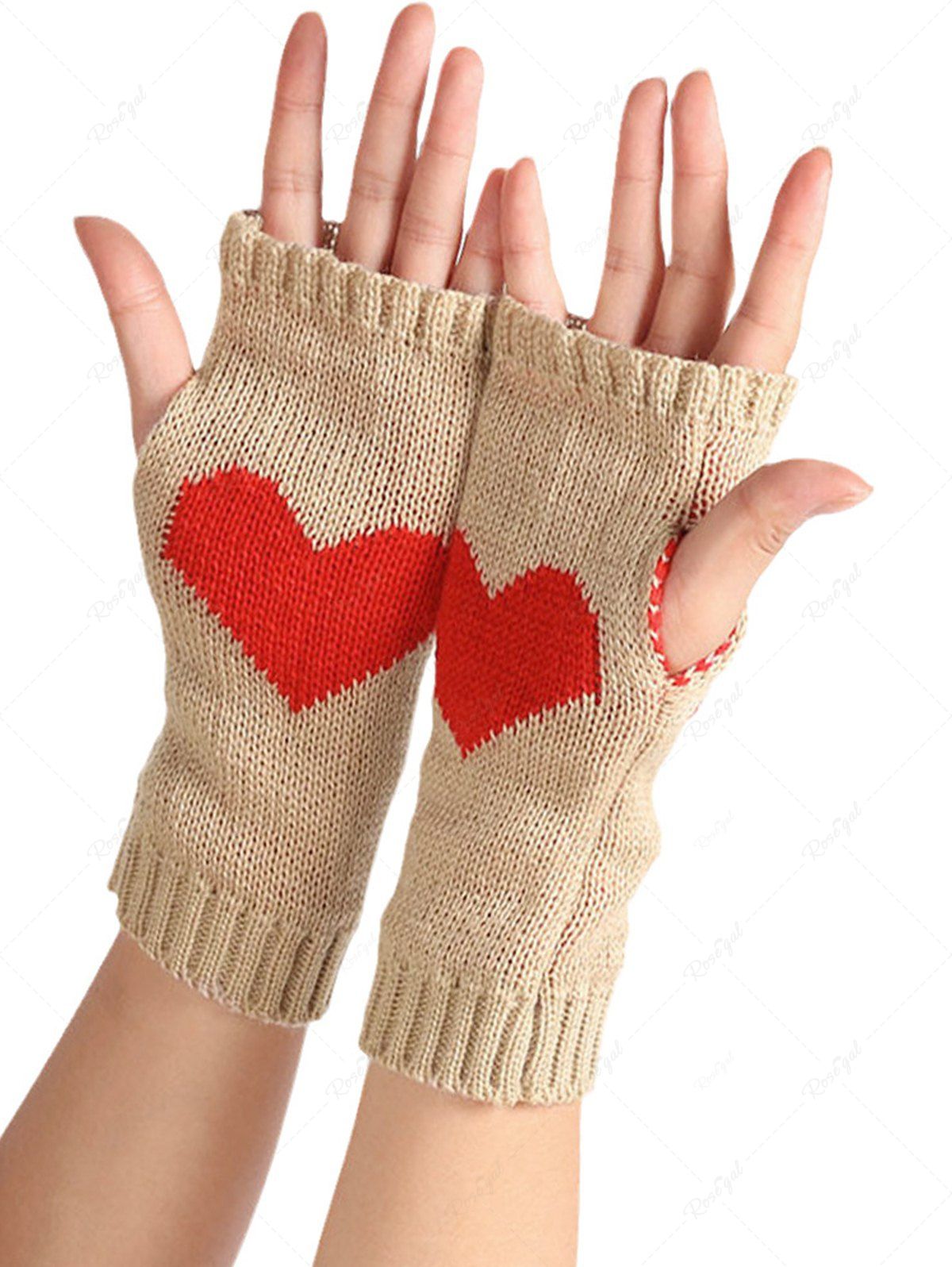Fashion Warm Heart Knitted Fingerless Gloves  