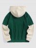 Two Tone Paris Embroidered Fuzzy Fleece Hoodie -  
