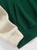 Two Tone Paris Embroidered Fuzzy Fleece Hoodie -  