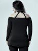 Plus Size Caged Cutout Ring Open Shoulder Top -  