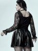 Haut Gothique Zip en Avant Panneau en Dentelle Transparente à Volants - Noir 2x | US 18-20