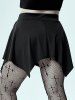 Gothic Buckled Flap Pockets Hanky Hem Skort -  