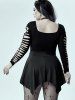 Gothic Ripped Cutout Square Collar Top -  