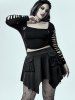 Gothic Ripped Cutout Square Collar Top -  