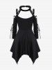 Gothic Choker Lace Up Cutout Handkerchief Dress -  