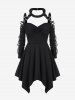 Gothic Choker Lace Up Cutout Handkerchief Dress -  