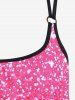 Plus Size Sparkly Leopard Rings Crisscross Strappy Tankini Top -  