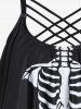 Plus Size Skeleton Print Flounce Crisscross Strappy Tankini Swimsuit -  