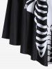 Plus Size Skeleton Print Flounce Crisscross Strappy Tankini Swimsuit -  