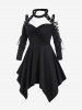 Gothic Choker Lace Up Cutout Handkerchief Dress -  
