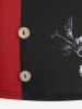 Sweat-shirt à Imprimé Fleur de Grande Taille à Col du Capot avec Bouton - Noir 5X