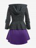 Plus Size Hooded Zip Peplum Top and Cami Top Set -  