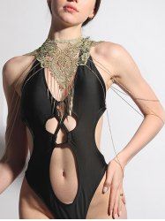 Lace Layered Choker Body Chain -  