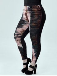 Plus Size Tie Dye Ripped Ruched Pull On Pants -  