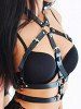 Soutien-gorge Harnais Gothique Bague en O à Bretelle en Cuir PU - Noir 