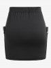 Mini Jupe Moulante Gothique Bouclée avec Poche Jointive - Noir 1X | US 14-16