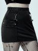 Gothic Buckled Patch Pockets Mini Bodycon Skirt -  