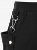 Gothic Buckled Patch Pockets Mini Bodycon Skirt -  