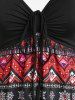 Robe de Noël Mi-longue Plissée à Imprimé Flocon de Neige de Grande Taille - Noir 4X