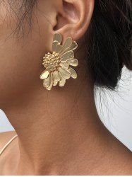 Exaggerated Alloy Flower Stud Earrings -  
