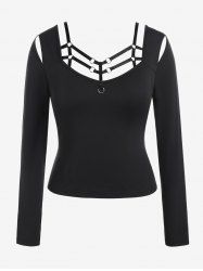 Gothic Strappy Rings Cutout Top -  