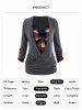 Plus Size Plaid Print Crossover Long Sleeve Faux Twinset T-shirt -  