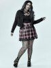 Multi-zip Short Jacket and Plaid Lace Up Mini Pleated Skirt Gothic Outfit -  