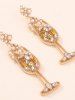 Boucles D'Oreilles Ornées de Strass et Perles Artificielles - d'or 