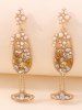 Boucles D'Oreilles Ornées de Strass et Perles Artificielles - d'or 