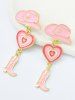 Boucles D'Oreilles Motif Bottes de Cow-Boy Amour et Chapeau - Rose clair 