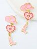 Boucles D'Oreilles Motif Bottes de Cow-Boy Amour et Chapeau - Rose clair 