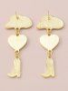 Boucles D'Oreilles Motif Bottes de Cow-Boy Amour et Chapeau - Rose clair 