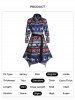 Tribal Animal Allover Print Flower Lace Insert Shirt Dress -  