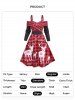 Robe de Noël à Carreaux Croisé à Imprimé Flocon de Neige et Cerf à Manches Longues - Noir S