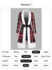 Christmas Plaid Print Faux Fur Panel Belted Long Sleeve A Line Mini Faux Twinset Dress -  