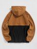 Two Tone Colorblock Half Zip Polar Fleece Hoodie -  