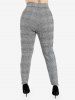 Pantalon en Jacquard Moulant à Carreaux à Taille Haute de Grande Taille avec Poche - Gris L | US 12