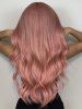 Perruque Synthétique Longue Ondulée Bouffante à Frange Air - Rose Rosé Ensemble de 1 Pièce 28 pouces