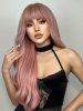 Perruque Synthétique Longue Ondulée Bouffante à Frange Air - Rose Rosé Ensemble de 1 Pièce 28 pouces