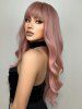 Perruque Synthétique Longue Ondulée Bouffante à Frange Air - Rose Rosé Ensemble de 1 Pièce 28 pouces